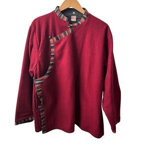 Vintage Nepali Wool Overjacket: Himalayan Monk Style, Men's Large